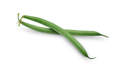 Fresh green beans isolated on a white background.