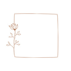 Obraz premium Elegant square frame with wild flower. Vector isolated illustration.