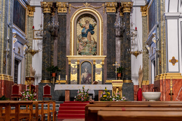 Fototapeta na wymiar Interior of the beautiful church in the town of Penáguila, Alicante (Spain) 