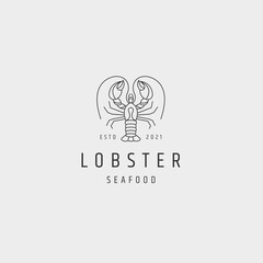 Lobster seafood minimalist logo icon design template vector