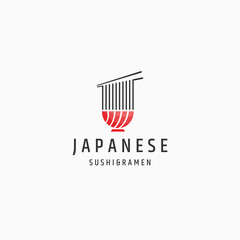 Noodle and bowl sushi shape logo icon design template vector
