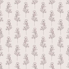 Wild flowers seamless pattern. Hand drawn vector design.