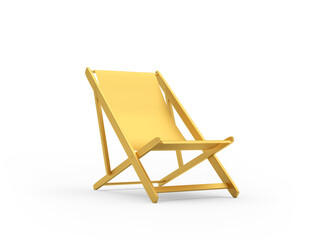 Golden empty beach lounger on white. 3d illustration 