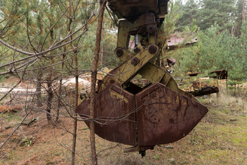 Radioactive ladle of soviet military engineering vehicle in Chernobyl zone