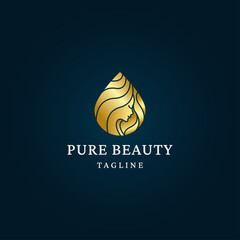 Beauty women gold gradient logo icon design template vector illustration