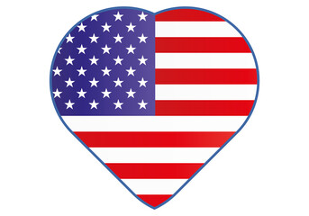 Corazón con la bandera de los Estados Unidos de América.