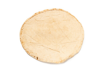 Grilled pitta bread isolated on white background.