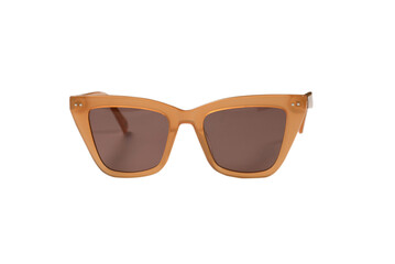 Woman brown trendy sunglasses isolated.