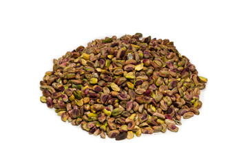 Peeled tasty pistachios as a background.
