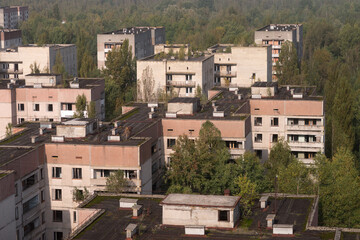 Fototapeta na wymiar Abandoned ghost town Pripyat, post apocalyptic city