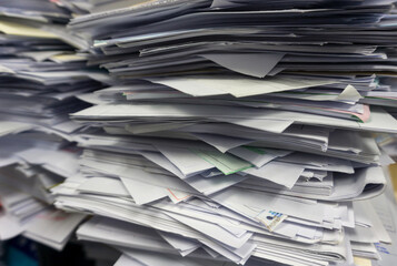 Close up stack of document at office