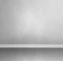 Empty shelf on a white wall. Background template. Square banner