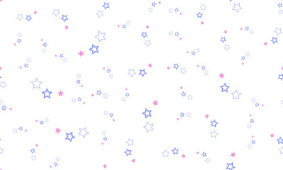 Cute seamless pattern with stars. Pastel color pink and blue stars on white background. Vector illustration