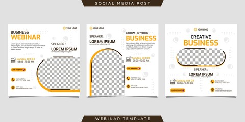 Creative design collection of social media story post templates on white background. Great for business webinar, marketing webinar, online class program, etc.