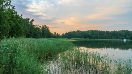 Fototapeta na wymiar Finnish archipelago in midsummer evening.