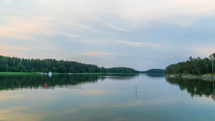 Finnish archipelago in midsummer evening.
