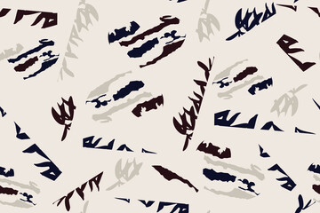 
Hand drawn abstract pattern. Creative collage contemporary seamless pattern.Fashionable template for design. Natural colors. Vector