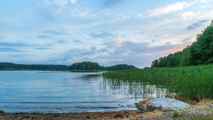 Finnish archipelago in midsummer evening.