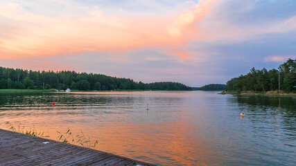 Finnish archipelago in midsummer evening.