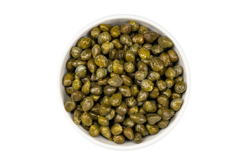pickled marinated capers isolated on white background