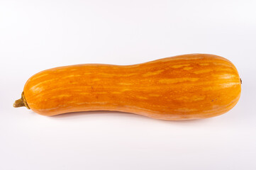 Whole fresh orange big pumpkin on white background, closeup. Organic agricultural product,...