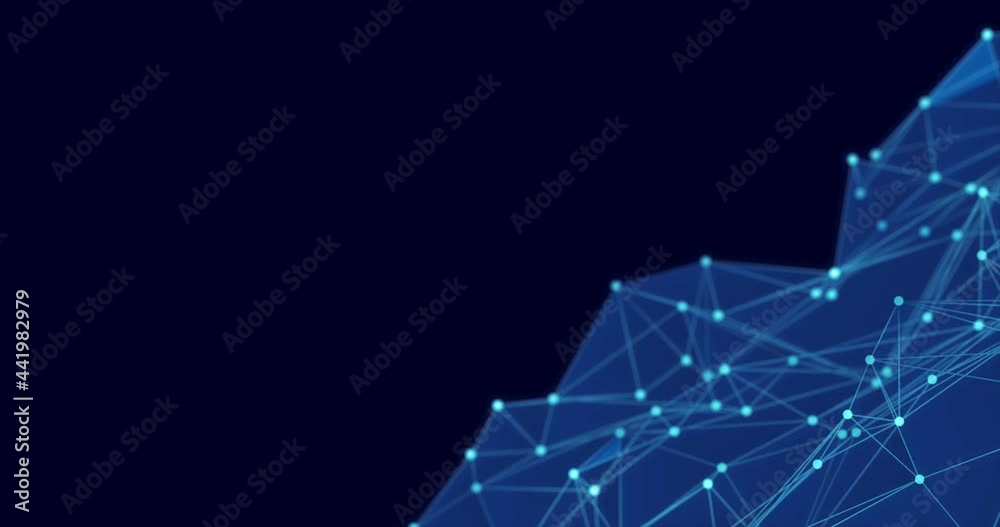 Wall mural abstract polygon wave made up of lines and dots moves. technology and futuristic image. seamless loo