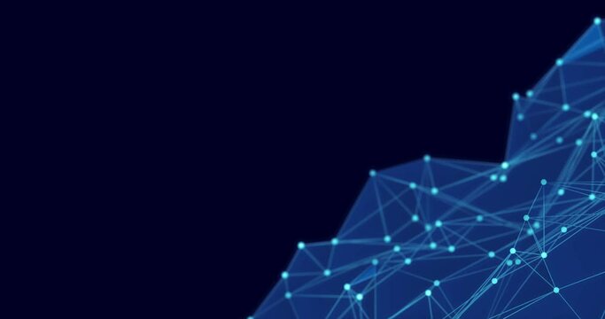 Abstract polygon wave made up of lines and dots moves. Technology and futuristic image. Seamless loop.