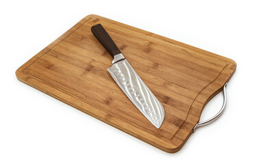 chefs knife on hardboard, isolated