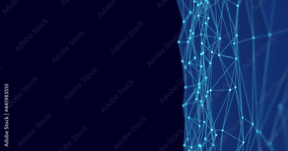 Wall mural abstract polygon wave made up of lines and dots moves. technology and futuristic image. seamless loo