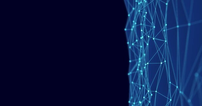 Abstract polygon wave made up of lines and dots moves. Technology and futuristic image. Seamless loop.
