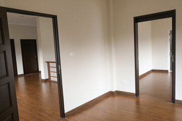 amazing position view in new house open three door structure. white lintel plaster intterior design. Empty room in home.