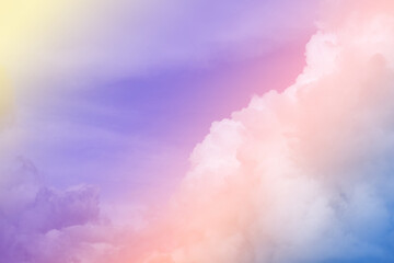 beauty sweet pastel soft orange violet with fluffy clouds on sky. multi color rainbow image. abstract fantasy growing light