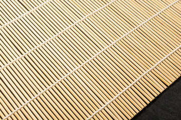 brown bamboo Mat - stand food, close-up, macro