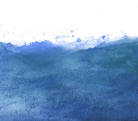 blue abstract watercolor background with water splashes