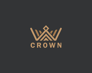 Crown logo creative line emblem sign symbol