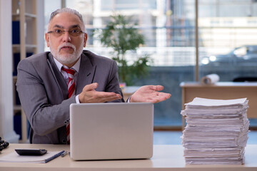 Aged businessman employee working in the office