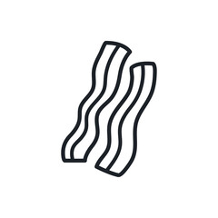 Bacon strips icon. Ham icon. Vector isolated linear icon contour shape outline. Thin line. Modern glyph design. Meat products. Food ingredients