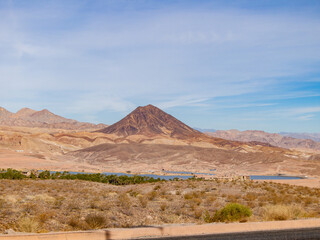 Sunny view of the Beautiful landscape around the Lake Mead National Recreation Area