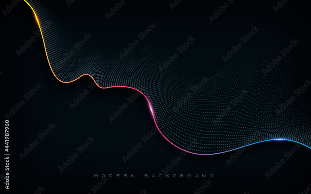Poster abstract dots with colorful line background