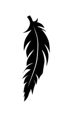 illustration of an old feather. Feather silhouette. Retro image of letter with feather icon.