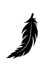 illustration of an old feather. Feather silhouette. Retro image of letter with feather icon.