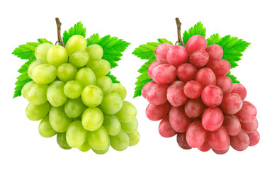 Red and green grape isolated on white background
