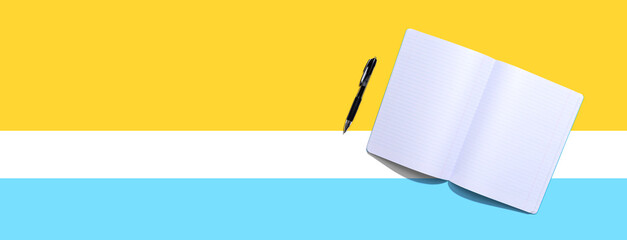 Blank white notebook from above