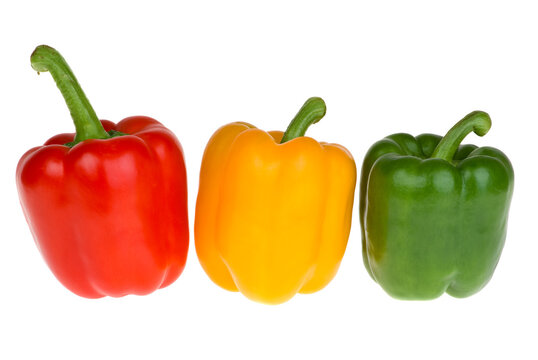 Red, yellow and green bell peppers