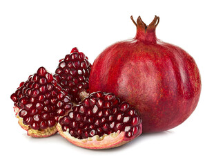 Ripe pomegranates isolated on a white background.