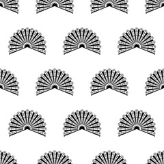 Hand Fan Icon Seamless Pattern, Handheld Fan Icon, Traditional Back And Forth Waving Fan