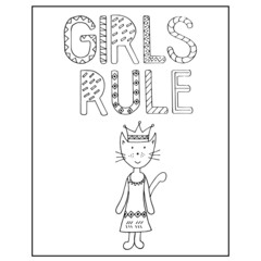 Girls rule poster vector lettering baby design