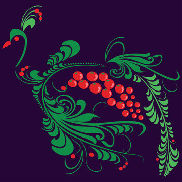Floral ornament. Beautiful colorful illustration. Abstract image of peacock. Vector illustration