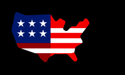 American Flag Map Illustration 