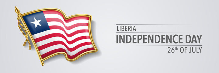 Liberia happy independence day greeting card, banner with template text vector illustration
